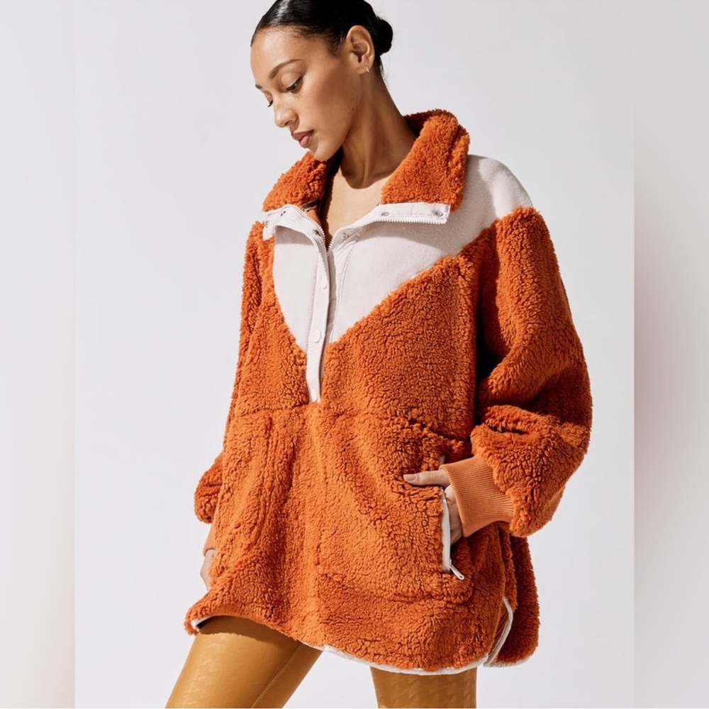 FP Movement by Free People Orange and Cream Teddy Jacket